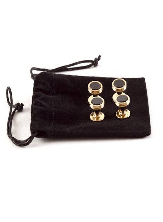 Cuff-Daddy Black Onyx Studs Set in Gold-Tone in Velour Travel Pouch for Weddings - Image 3
